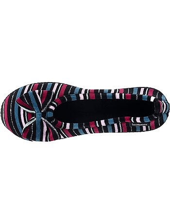 Chaussons ballerines microvelours semelle ergonomique, mousse femme Isotoner