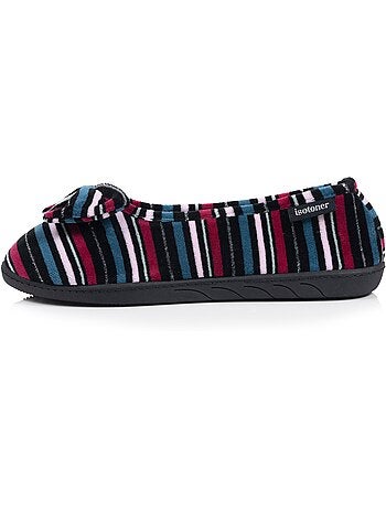 Chaussons ballerines microvelours semelle ergonomique, mousse femme Isotoner