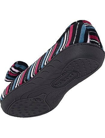 Chaussons ballerines microvelours semelle ergonomique, mousse femme Isotoner