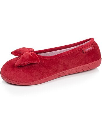 Chaussons ballerines microvelours semelle ergonomique, mousse femme Isotoner