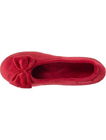 Chaussons ballerines microvelours semelle ergonomique, mousse femme Isotoner