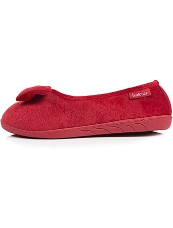 Chaussons ballerines microvelours semelle ergonomique, mousse femme Isotoner