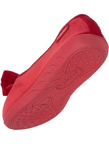 Chaussons ballerines microvelours semelle ergonomique, mousse femme Isotoner