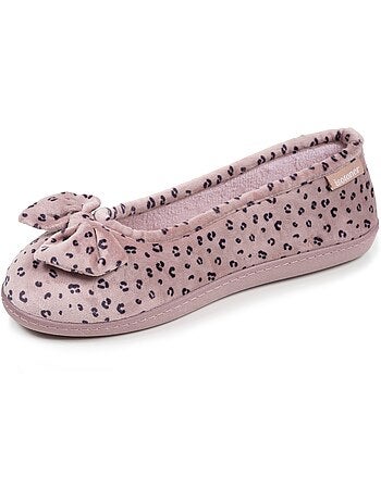 Chaussons ballerines microvelours semelle ergonomique soutien femme Isotoner
