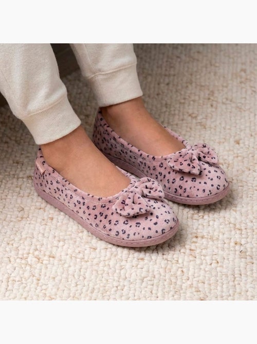 Chaussons ballerines microvelours semelle ergonomique soutien femme Isotoner - Kiabi
