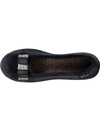 Chaussons ballerines microvelours semelle ergonomique soutien femme Isotoner