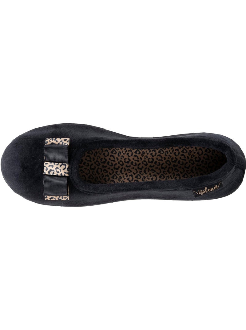 Chaussons ballerines microvelours semelle ergonomique soutien femme Isotoner Noir - Kiabi