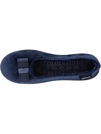 Chaussons ballerines microvelours semelle ergonomique soutien voûte plantaire femme Isotoner