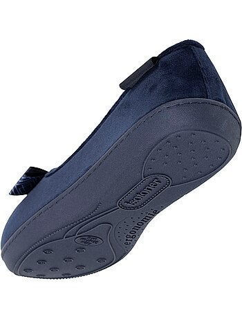 Chaussons ballerines microvelours semelle ergonomique soutien voûte plantaire femme Isotoner