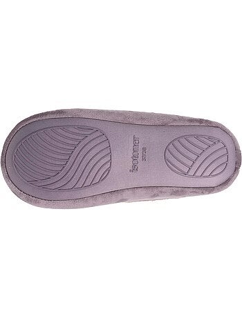 Chaussons ballerines microvelours, semelle gomme ultra souple femme isotoner