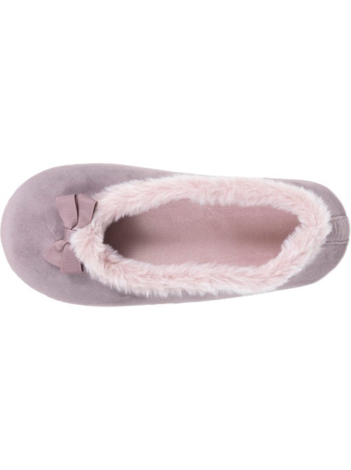 Chaussons ballerines microvelours, semelle gomme ultra souple femme isotoner - Kiabi