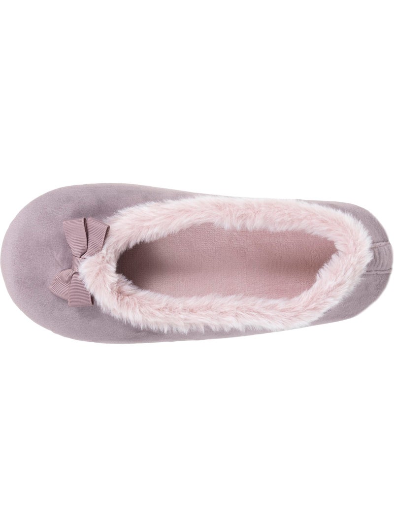 Chaussons ballerines microvelours, semelle gomme ultra souple femme isotoner Taupe - Kiabi