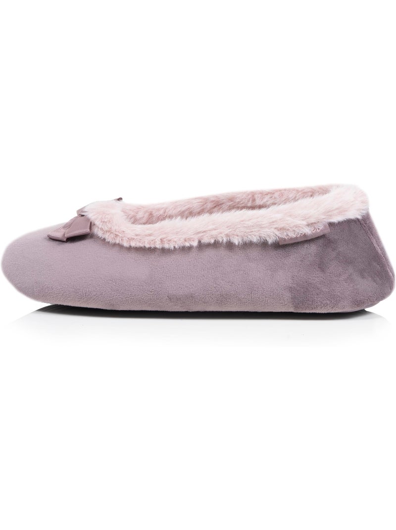 Chaussons ballerines microvelours, semelle gomme ultra souple femme isotoner Taupe - Kiabi