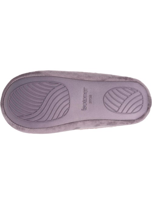 Chaussons ballerines microvelours, semelle gomme ultra souple femme isotoner - Kiabi