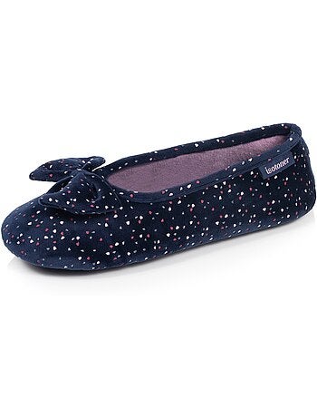 Chaussons ballerines microvelours semelle souple, mousse à femme Isotoner