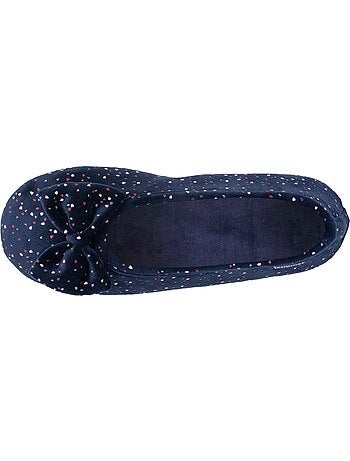 Chaussons ballerines microvelours semelle souple, mousse à femme Isotoner
