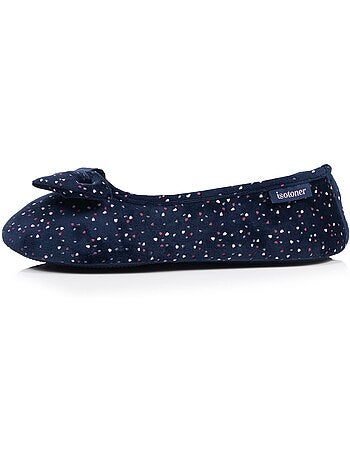 Chaussons ballerines microvelours semelle souple, mousse à femme Isotoner