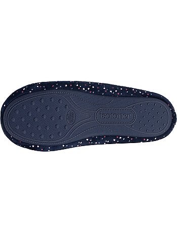 Chaussons ballerines microvelours semelle souple, mousse à femme Isotoner