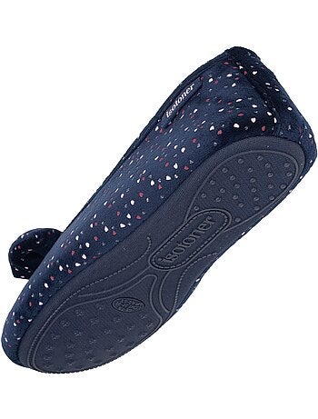 Chaussons ballerines microvelours semelle souple, mousse à femme Isotoner