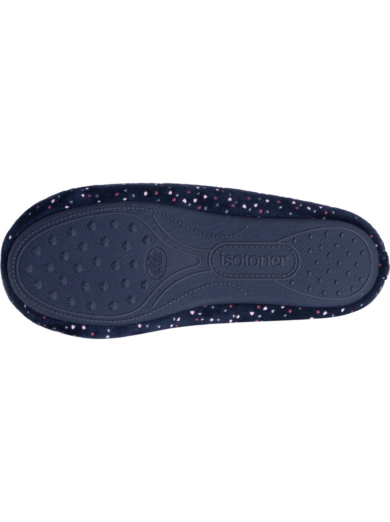 Chaussons ballerines microvelours semelle souple, mousse à femme Isotoner Bleu marine - Kiabi