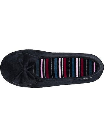 Chaussons ballerines microvelours semelle souple, mousse à femme Isotoner
