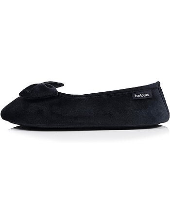 Chaussons ballerines microvelours semelle souple, mousse à femme Isotoner