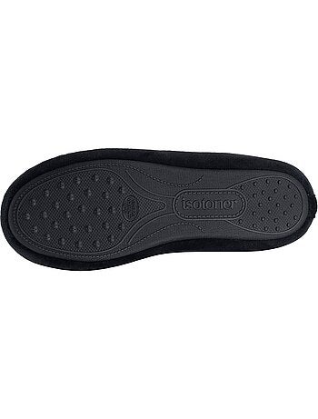 Chaussons ballerines microvelours semelle souple, mousse à femme Isotoner