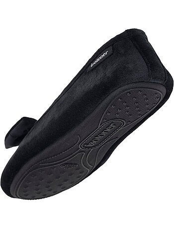 Chaussons ballerines microvelours semelle souple, mousse à femme Isotoner