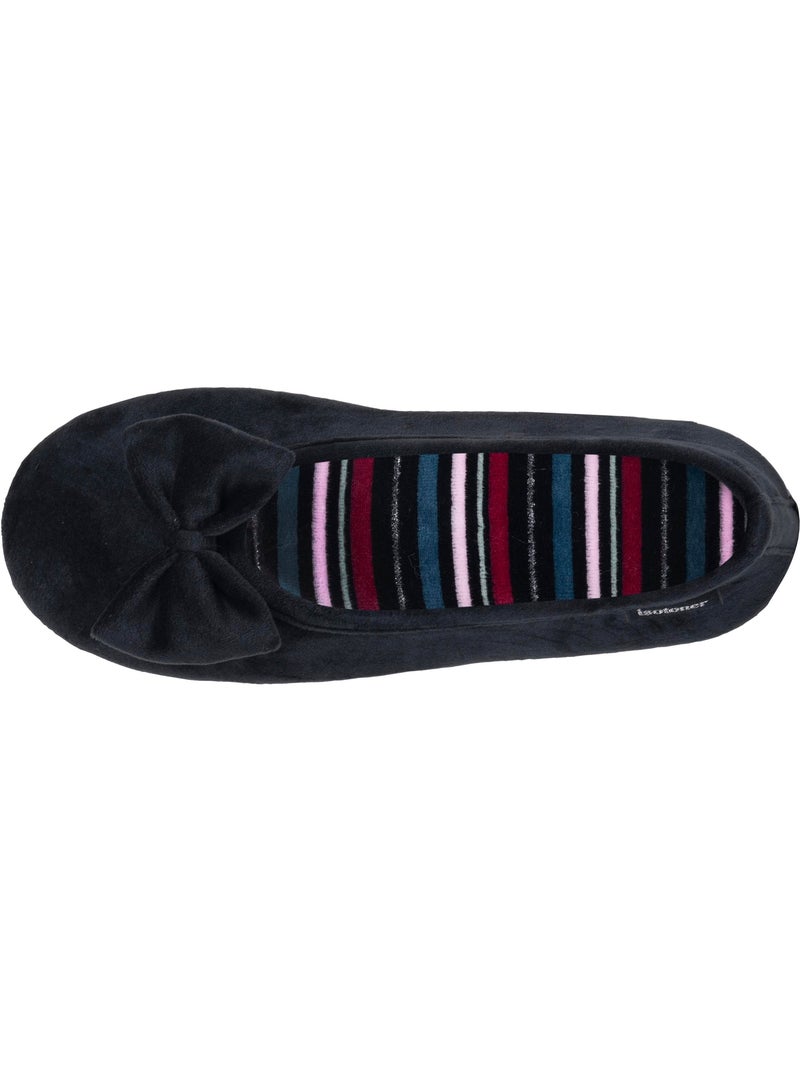 Chaussons ballerines microvelours semelle souple, mousse à femme Isotoner Noir - Kiabi