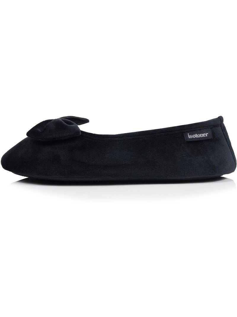Chaussons ballerines microvelours semelle souple, mousse à femme Isotoner Noir - Kiabi