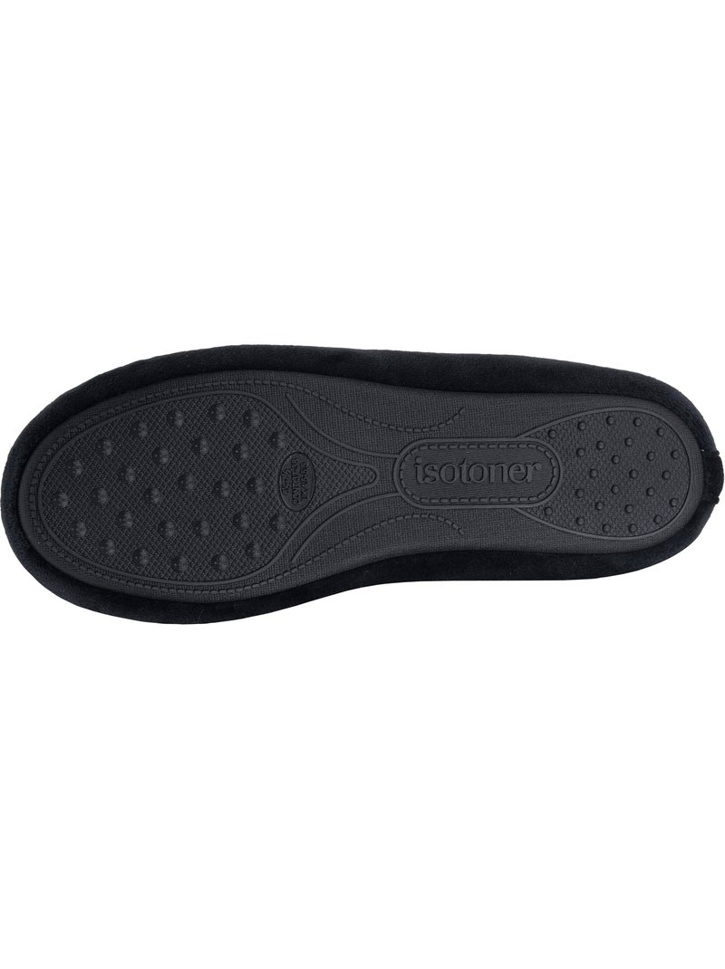 Chaussons ballerines microvelours semelle souple, mousse à femme Isotoner Noir - Kiabi