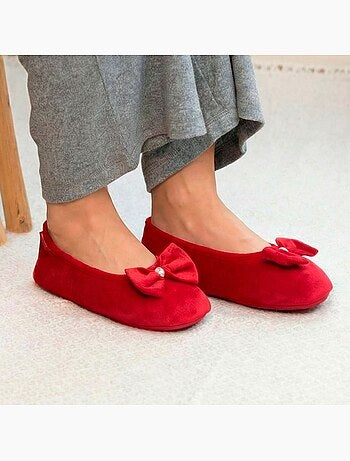 Chaussons ballerines velours semelle ultra souple mousse à mémoire forme femme Isotoner