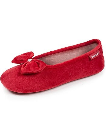 Chaussons ballerines velours semelle ultra souple mousse à femme Isotoner