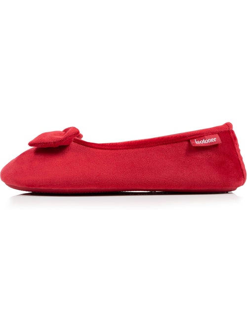 Chaussons ballerines microvelours semelle ultra souple mousse femme Isotoner - Kiabi