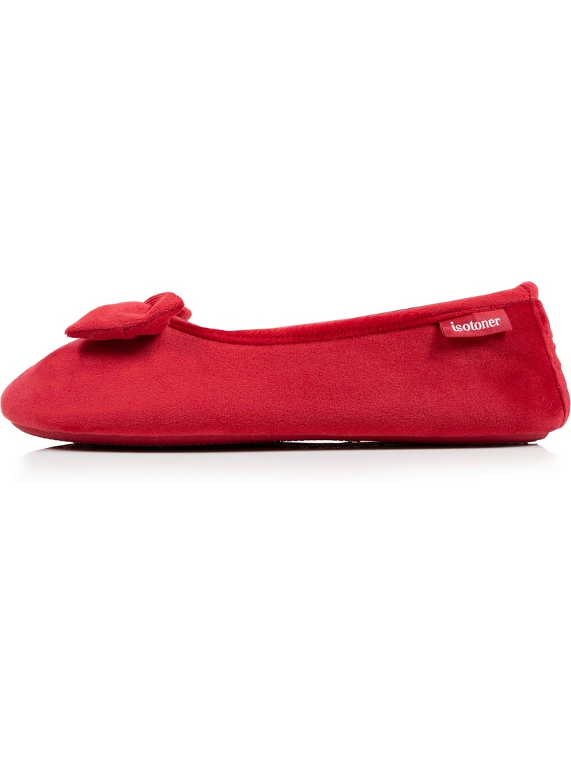 Chaussons ballerines microvelours semelle ultra souple mousse femme Isotoner Rouge tomate - Kiabi