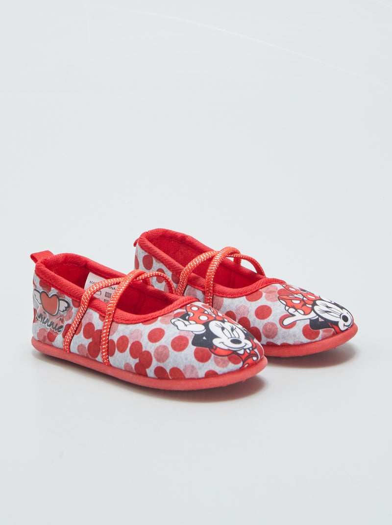Chaussons ballerines 'Minnie' Rouge - Kiabi