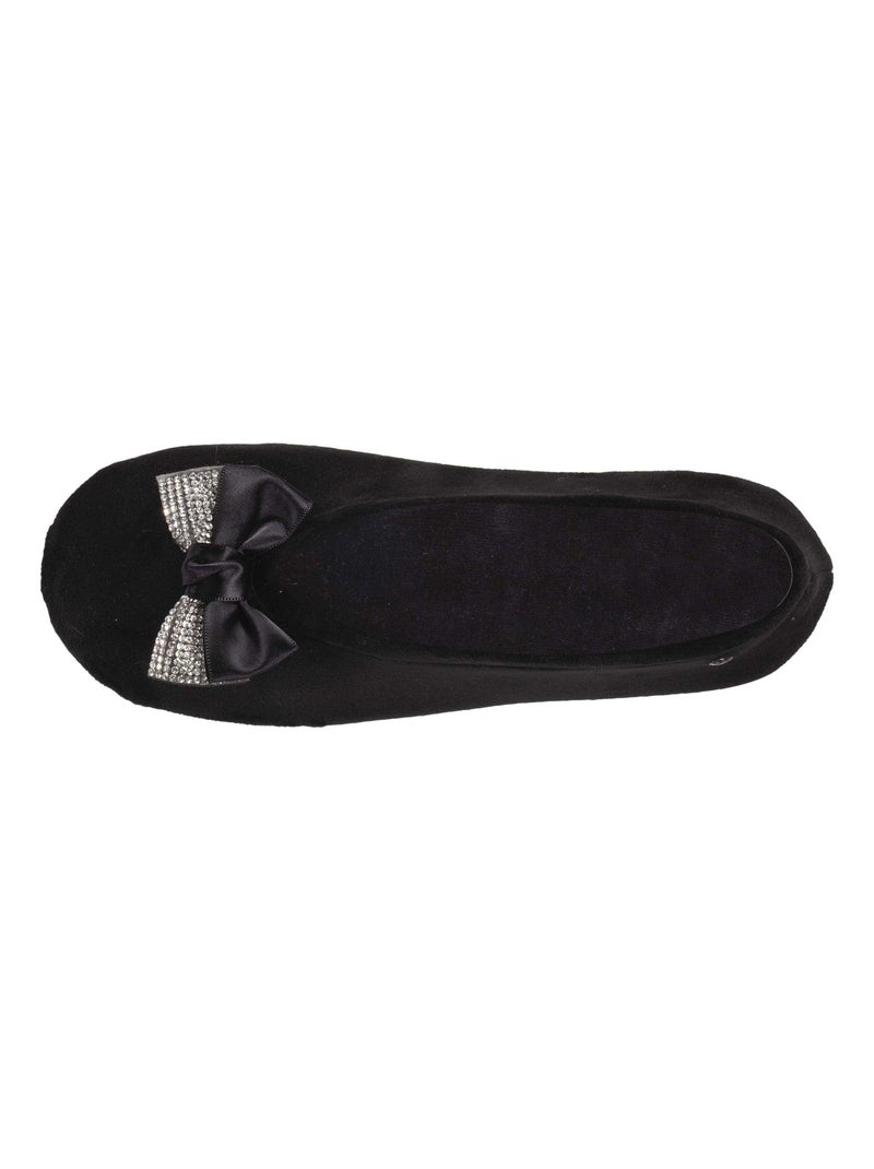 Chaussons ballerines Nœud bijou femme Isotoner Noir - Kiabi