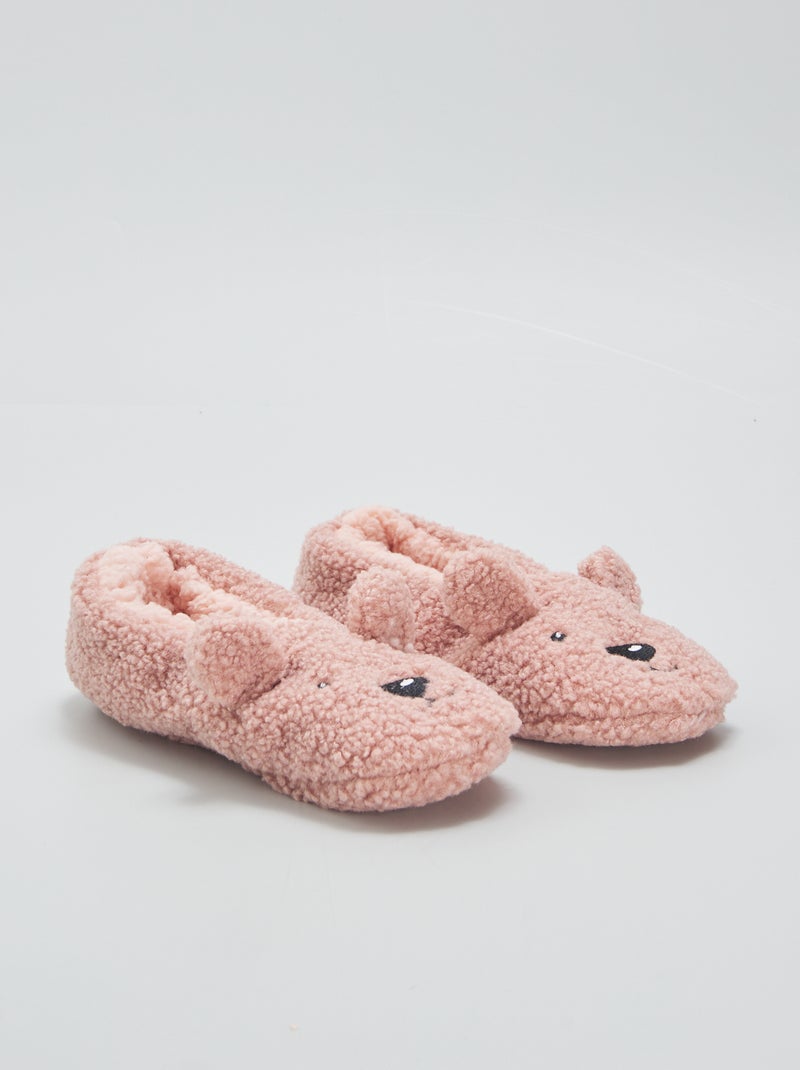Chaussons ballerines 'ours' Rose - Kiabi