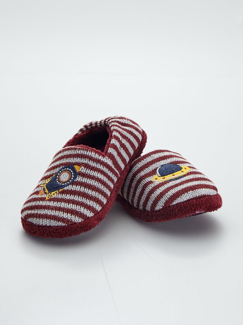 Chaussons ballerines rayés avec 'espace' rouge - Kiabi