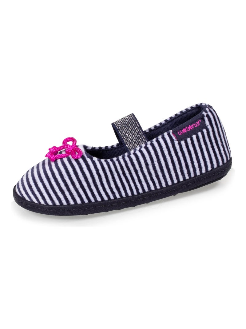 Chaussons ballerines semelle antidérapante fille Isotoner Bleu Blanc - Kiabi