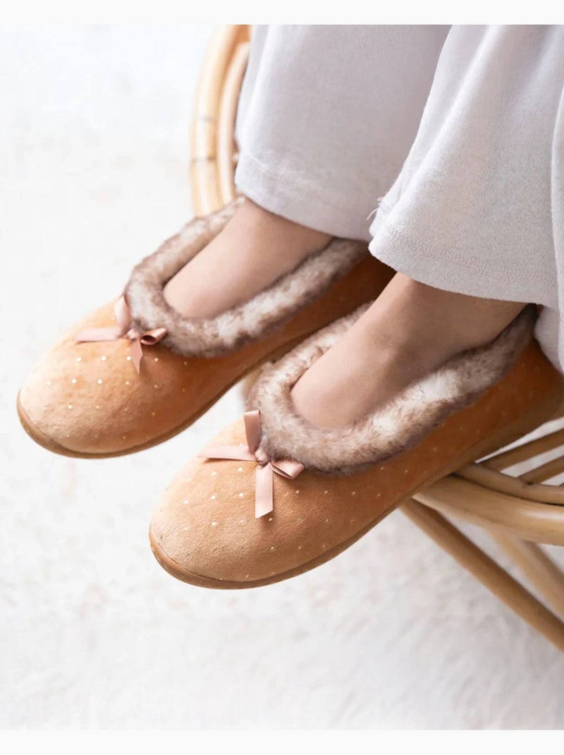 Chaussons ballerines semelle ergonomique confortables, femme Isotoner Camel - Kiabi