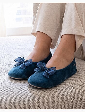Chaussons ballerines semelle intérieure moelleuse et femme isotoner