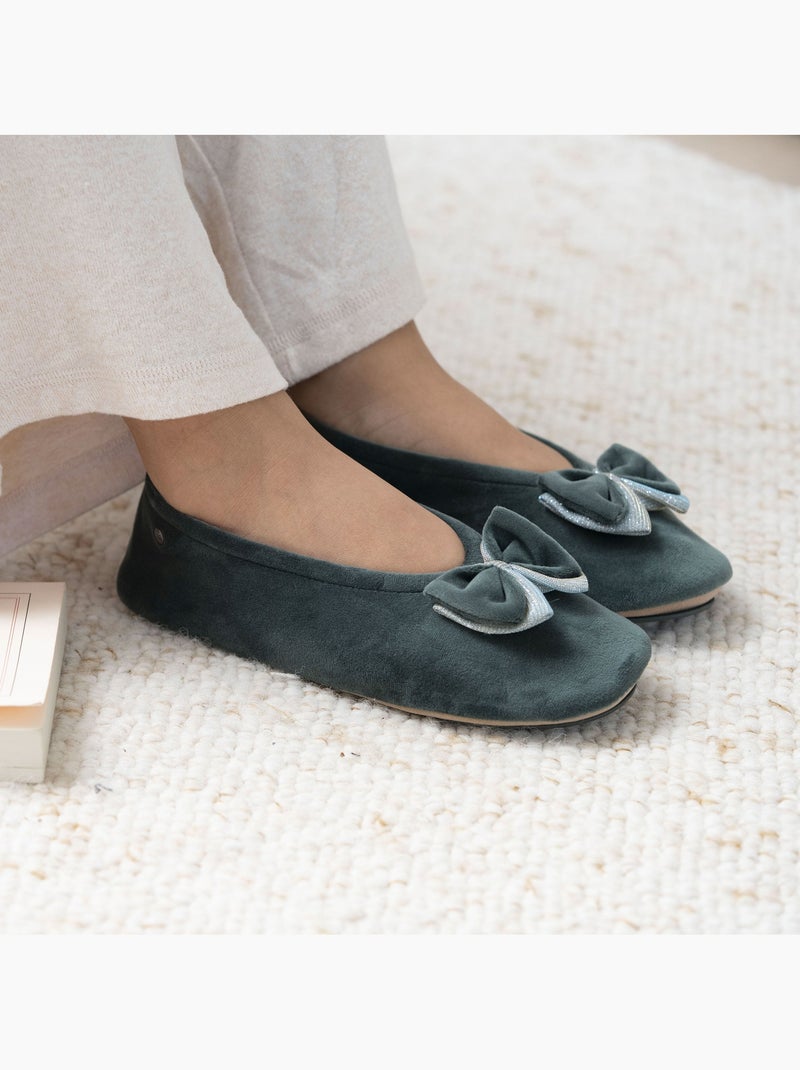 Chaussons ballerines semelle intérieure moelleuse et femme isotoner Vert clair - Kiabi