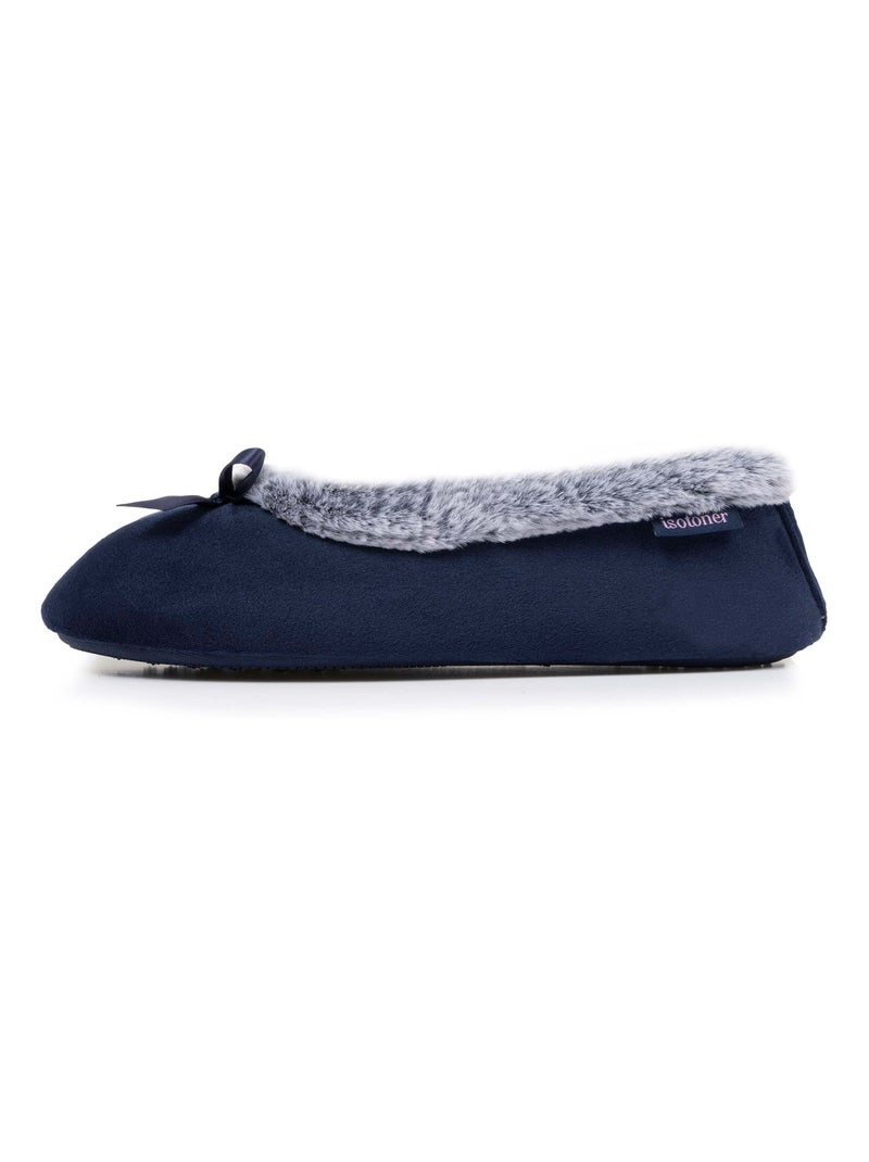 Chaussons ballerines semelle ultra-souple, confortables, femme Isotoner Bleu marine - Kiabi