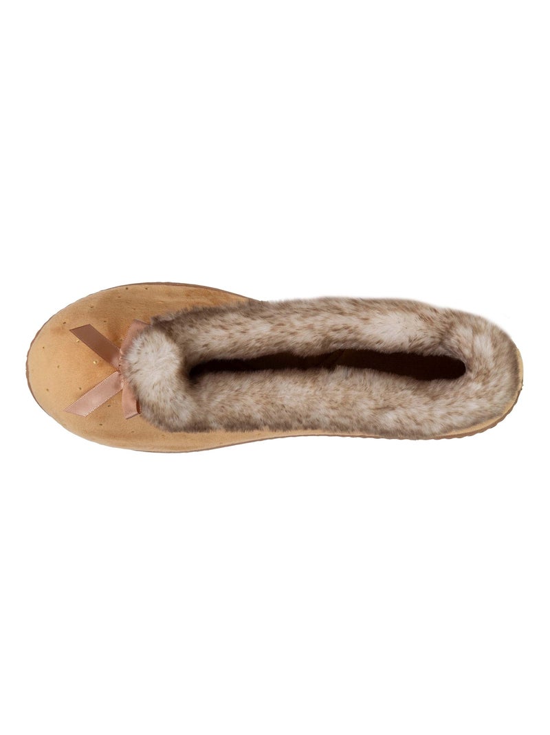 Chaussons ballerines semelle ultra-souple, confortables, femme Isotoner Camel - Kiabi