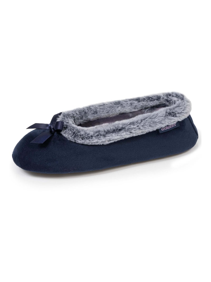 Chaussons ballerines semelle ultra-souple, confortables, semelle à mémoire de forme femme Isotoner Bleu marine - Kiabi