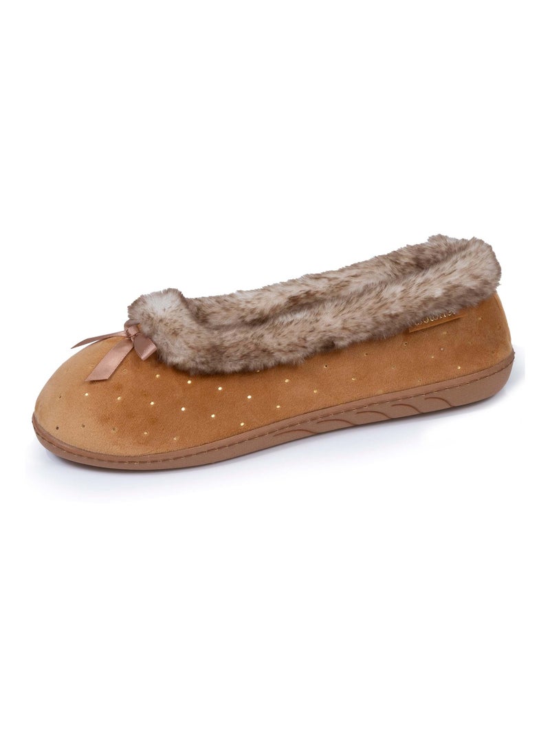 Chaussons ballerines semelle ultra-souple, confortables, semelle à mémoire de forme femme Isotoner Camel - Kiabi