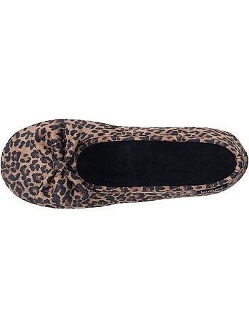 Chaussons ballerines microvelours semelle souple, mousse à femme Isotoner