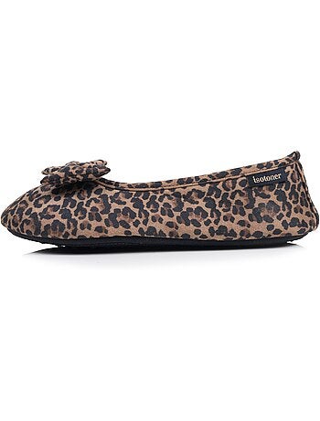 Chaussons ballerines microvelours semelle souple, mousse à femme Isotoner