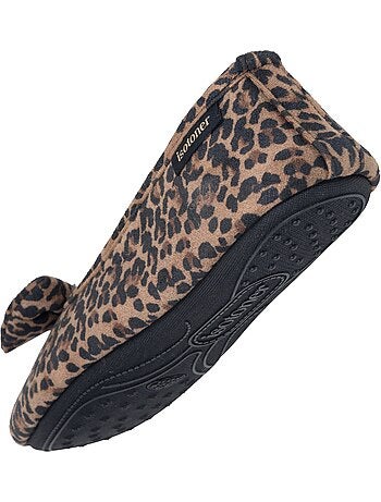 Chaussons ballerines microvelours semelle souple, mousse à femme Isotoner